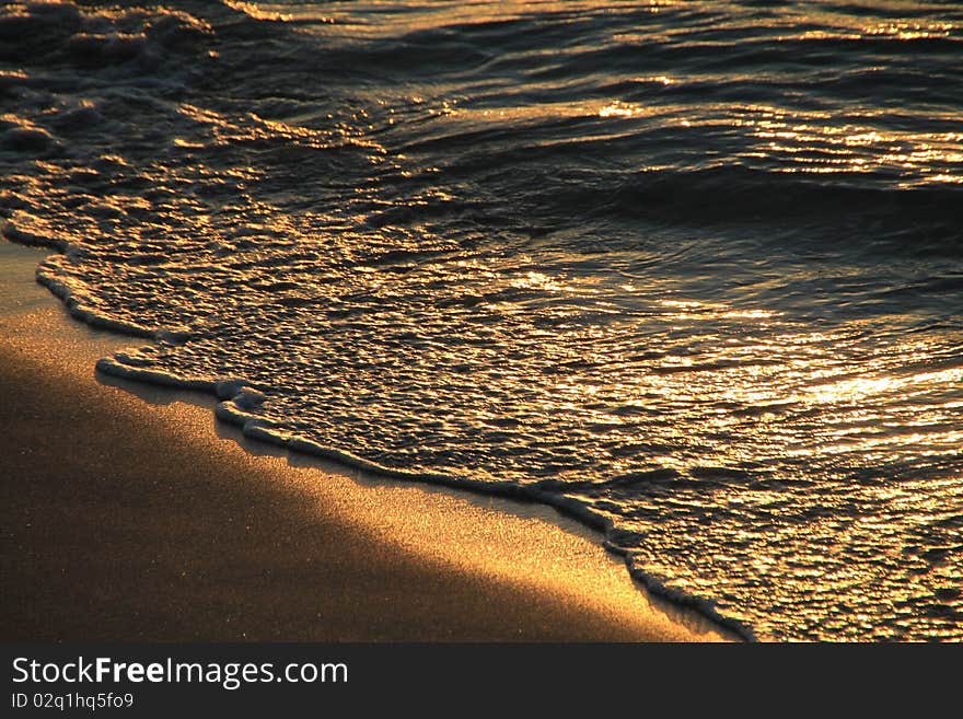 Close up of the waves at sunset cuba varadero. Close up of the waves at sunset cuba varadero