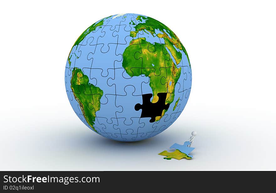 With a big puzzle makes up the Earth. With a big puzzle makes up the Earth