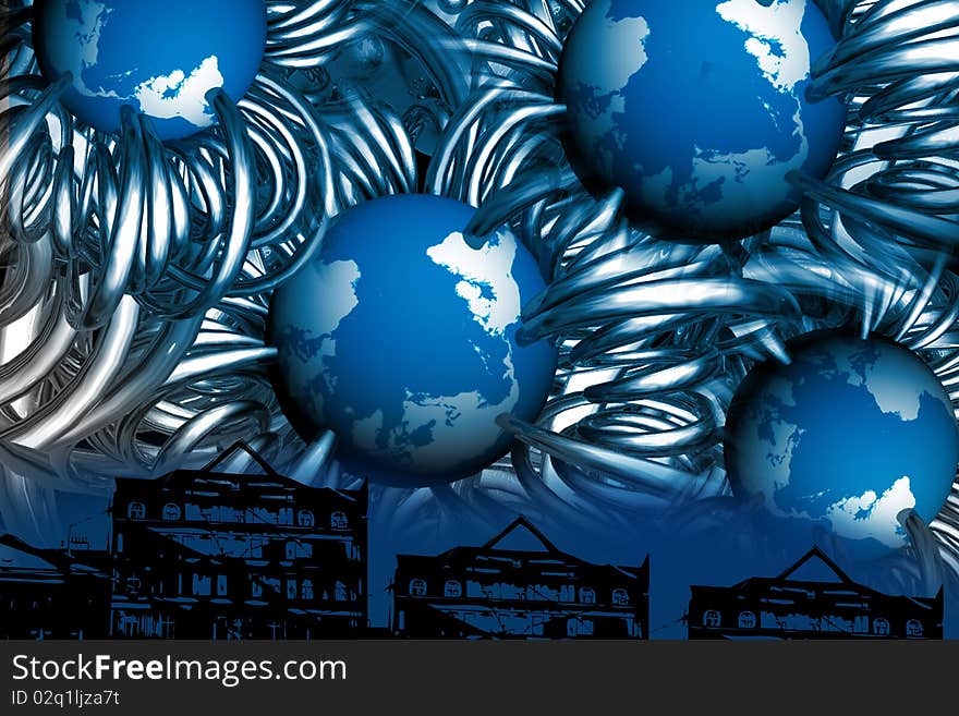 3d rendering of abstract globe in digital background