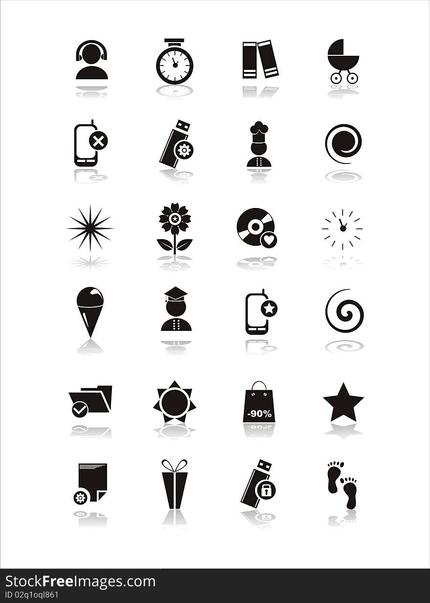 Set of 21 black different icons. Set of 21 black different icons