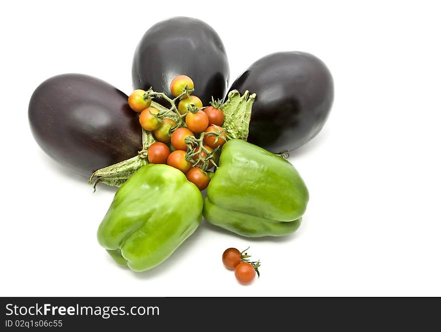 A lot of vegetables on white background