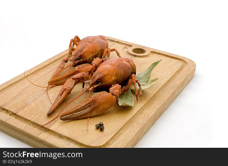 Two Boiled Lobster On  White Backg