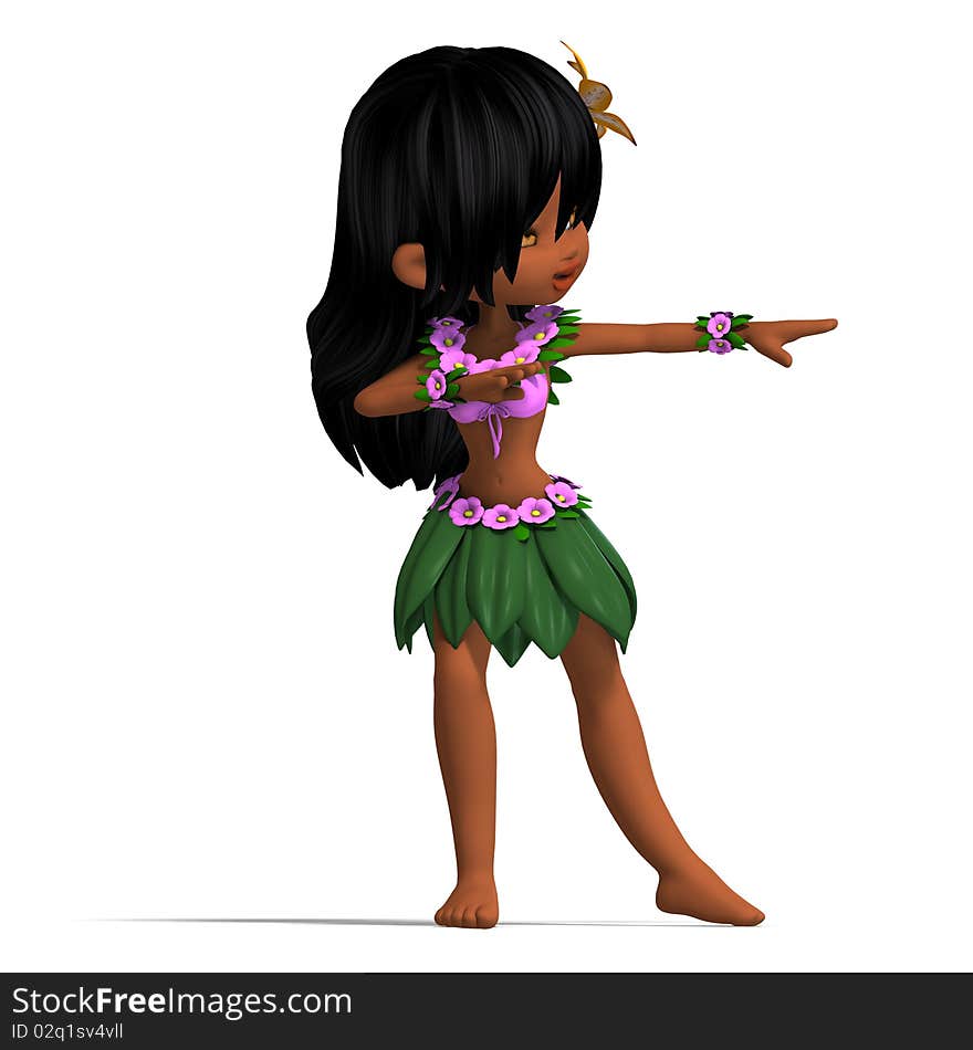 Very cute hawaiin cartoon girl is dancing for you