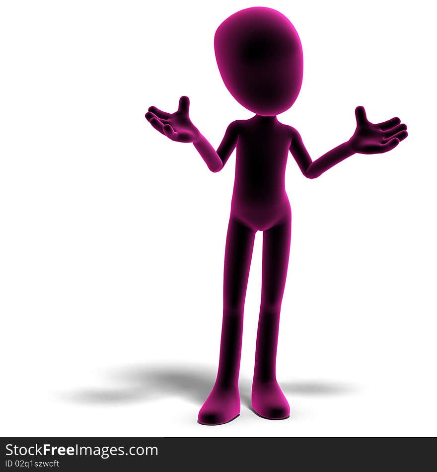 Symbolic 3d male toon character say that he is sorry. 3D rendering with clipping path and shadow over white