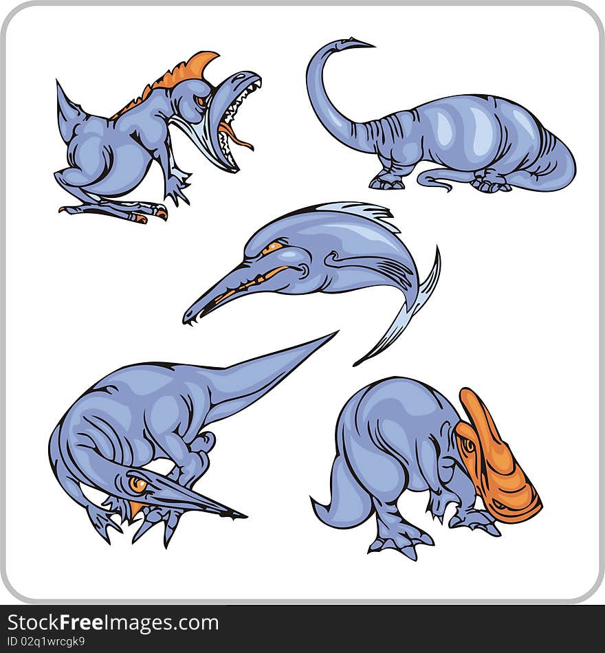 Different dinosaurs, in various poses. Different dinosaurs, in various poses.