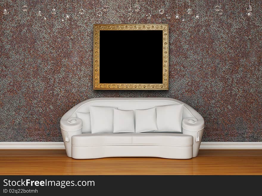 White Sofa With Picture Frame