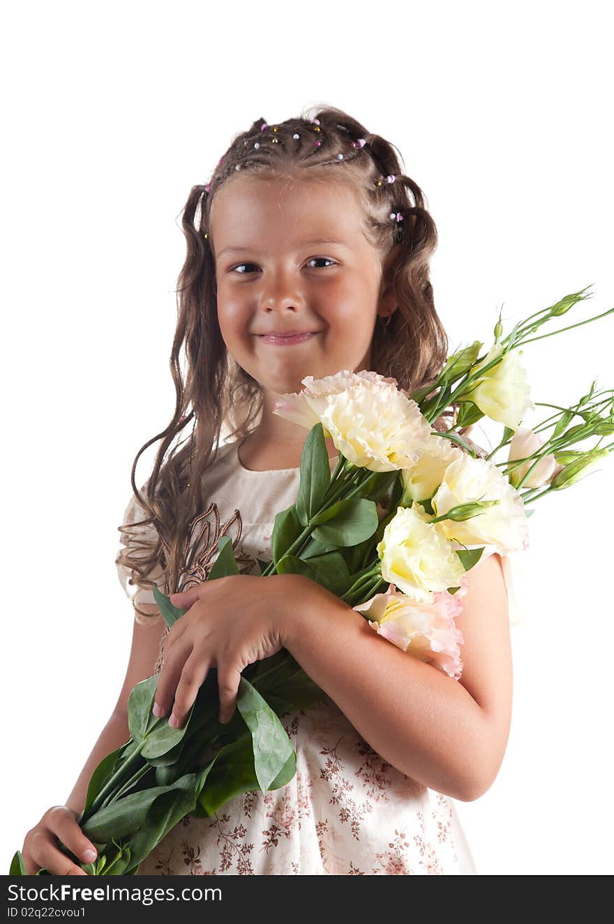 Smiling Little Girl With Flowers