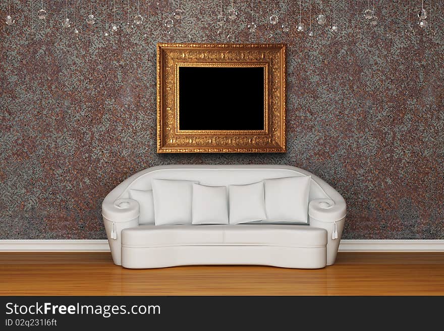 White Sofa With Picture Frame