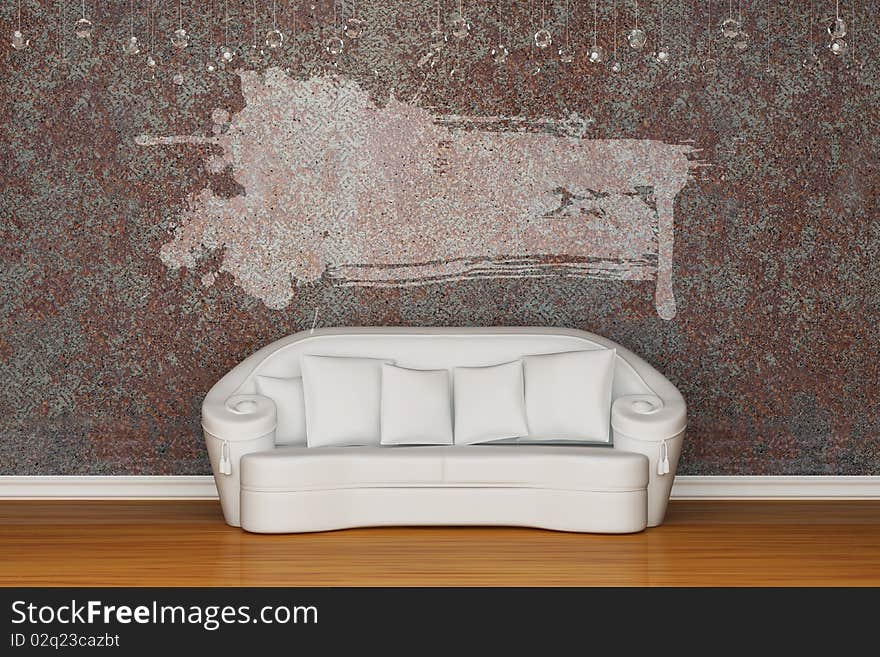 White Sofa With Grunge Frame