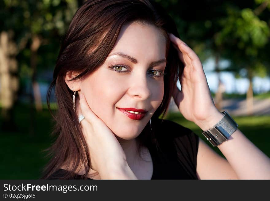 Woman portrait on smiling gently.