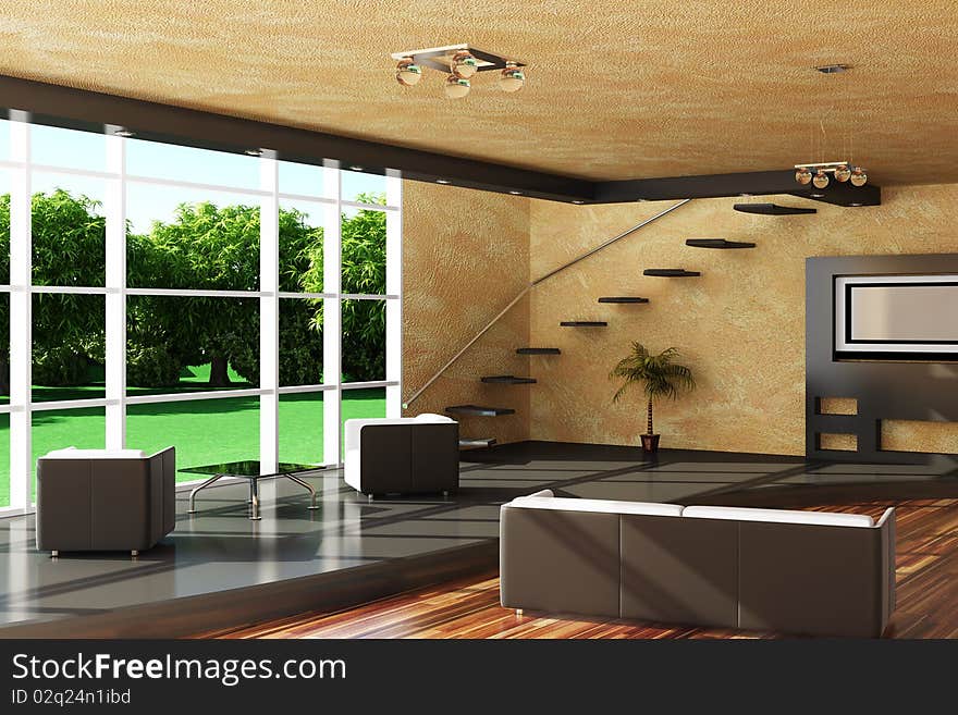 Modern interior of a room.(3d rendering )