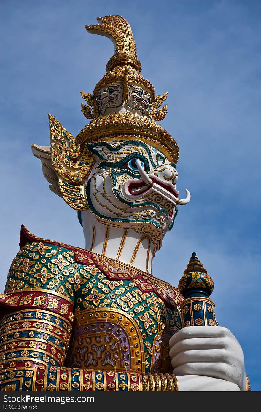 Old Thai traditional build giant guard from Ramayana to protect very important place