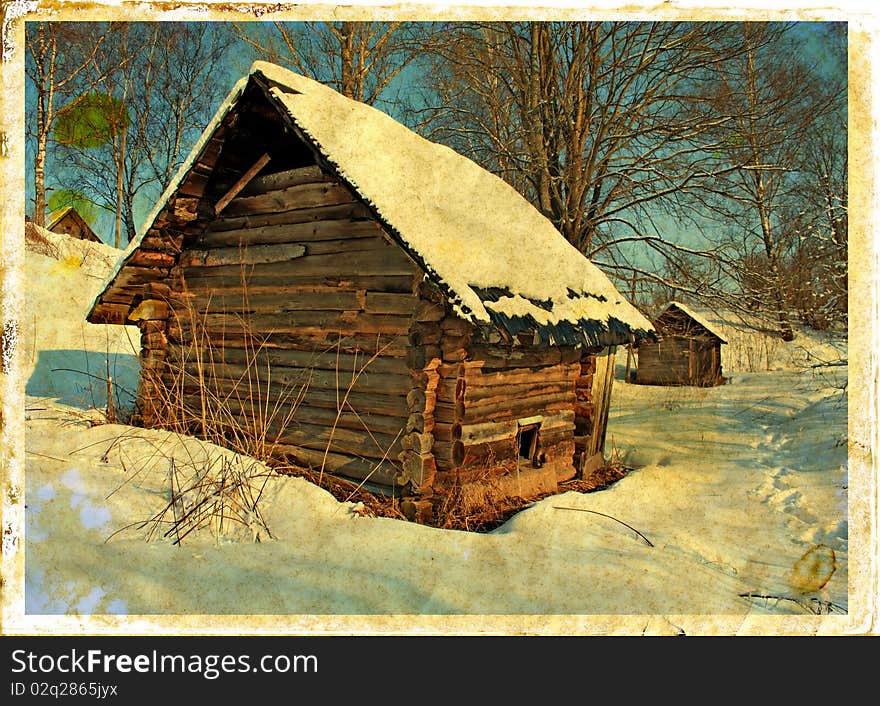 Rural house on aging photography