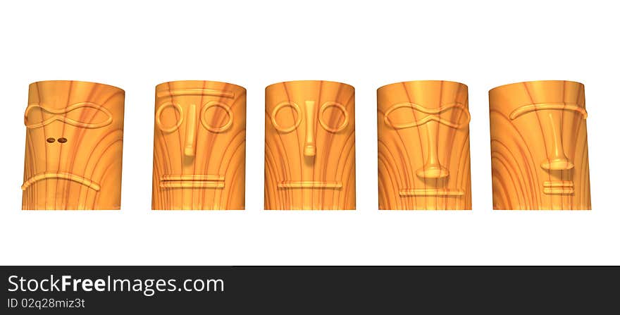 Wooden Totem Heads