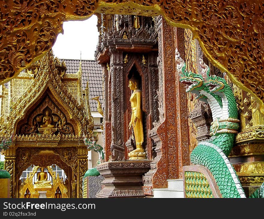 Beautiful chapel in the temple.It was decoraged with Thai art.