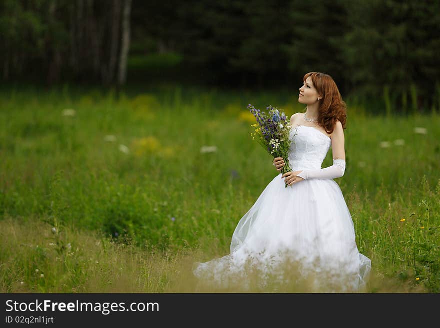 The girl in a wedding dress