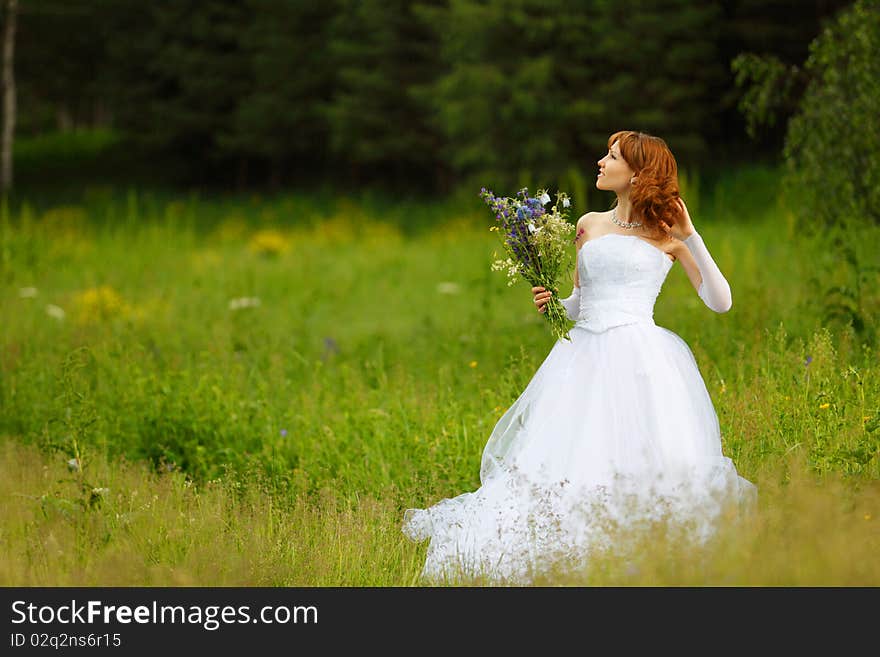 The girl in a wedding dress