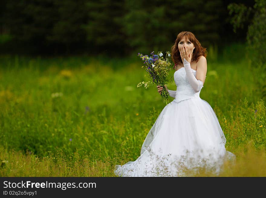 The girl in a wedding dress