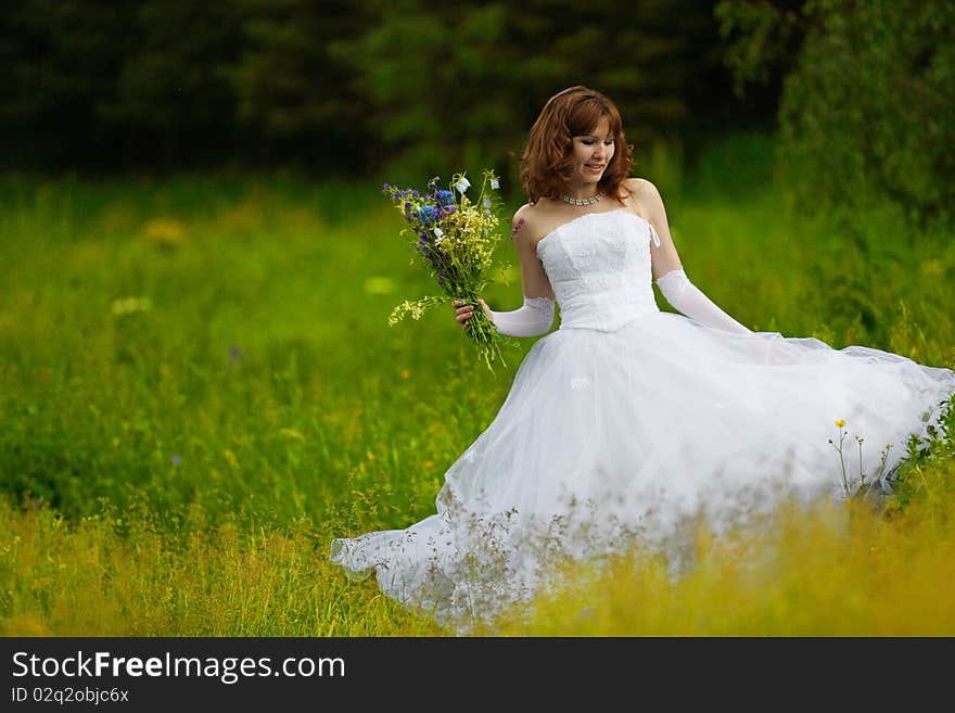 The girl in a wedding dress