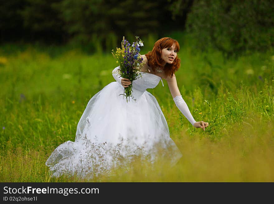 The girl in a wedding dress