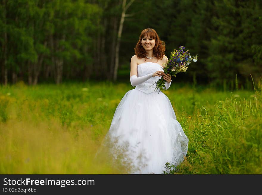 The girl in a wedding dress