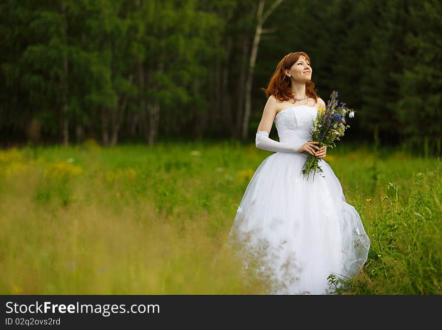 The girl in a wedding dress