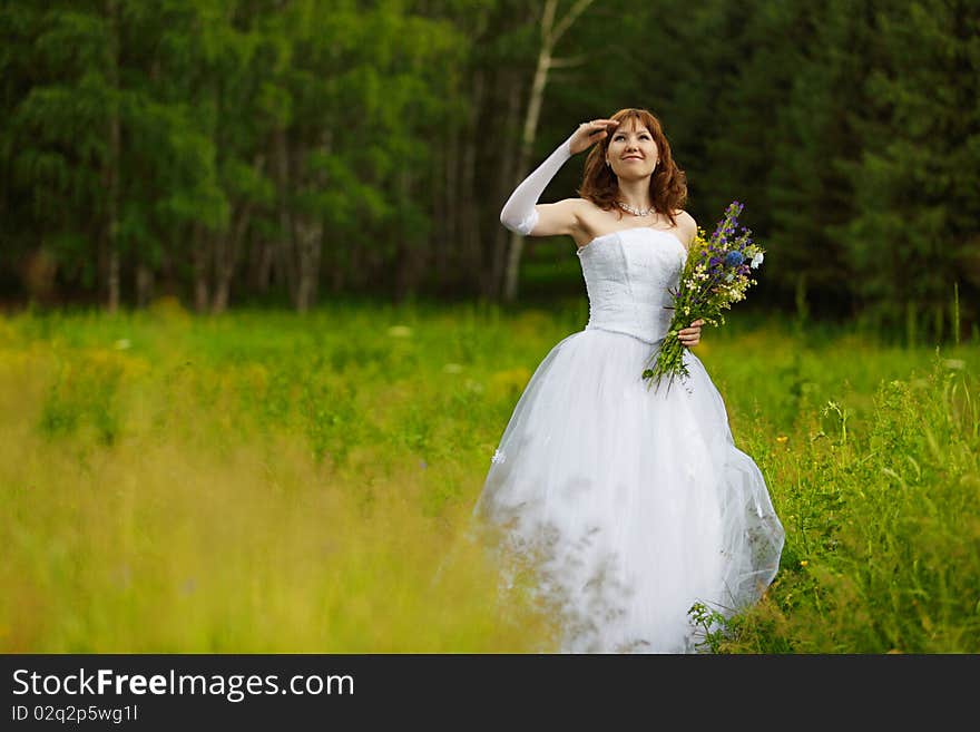 The girl in a wedding dress