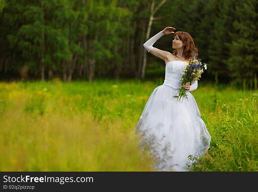 The girl in a wedding dress