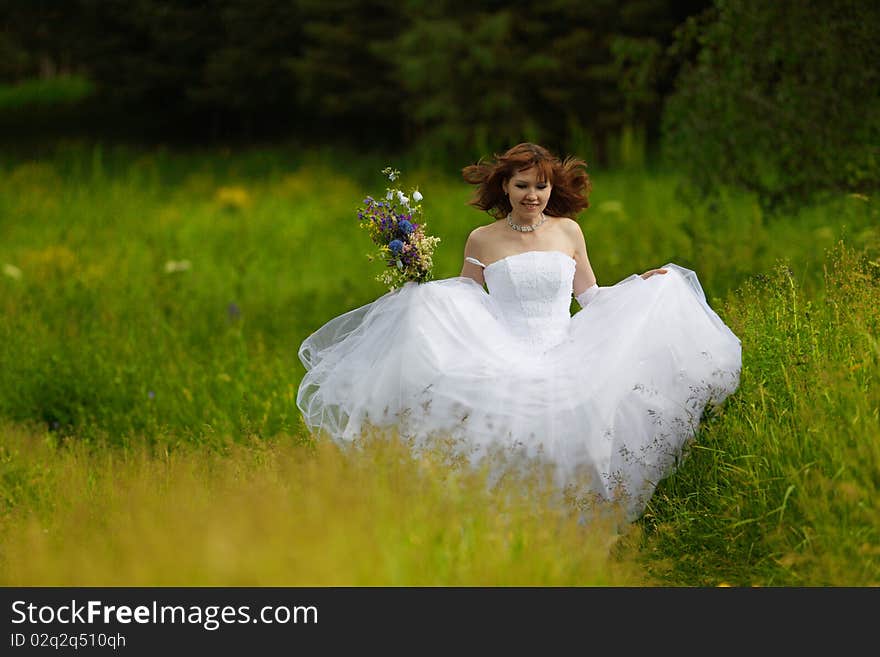 The girl in a wedding dress