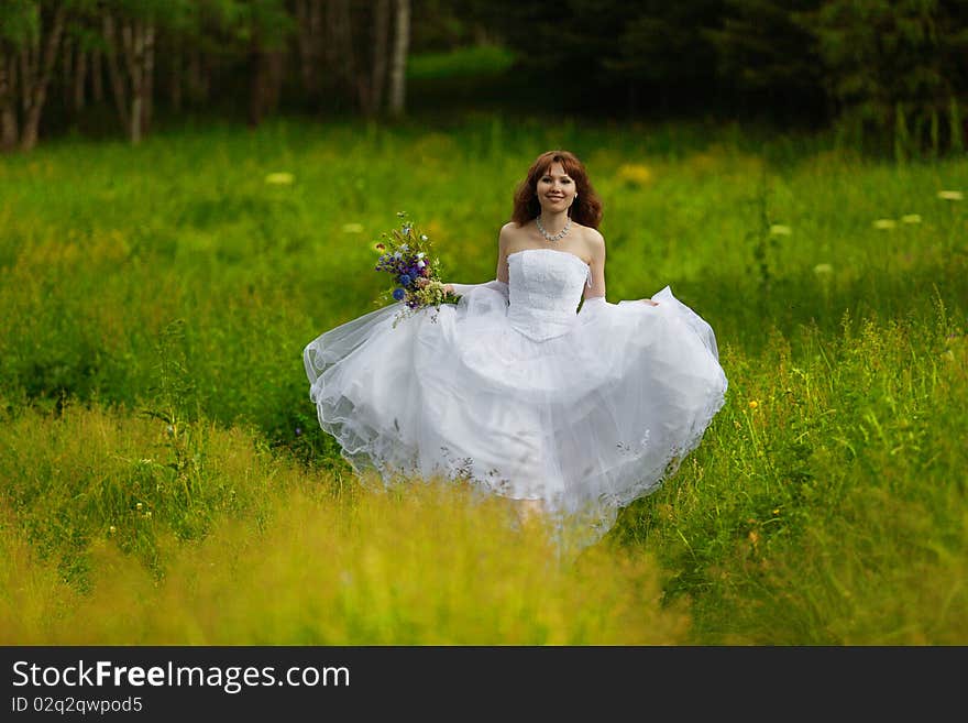 The girl in a wedding dress