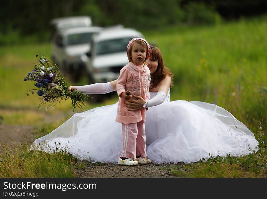 The girl in a wedding dress