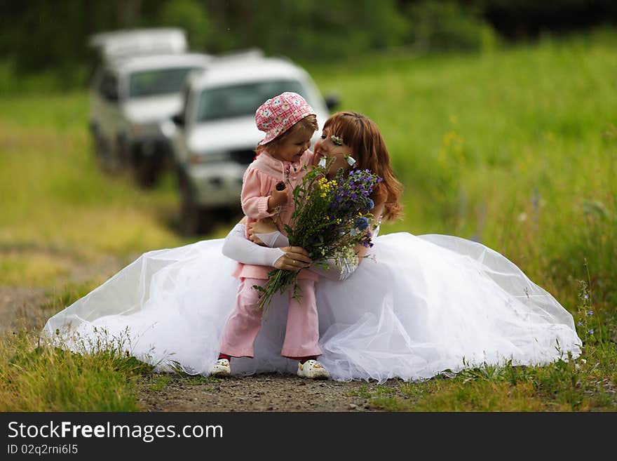 The girl in a wedding dress