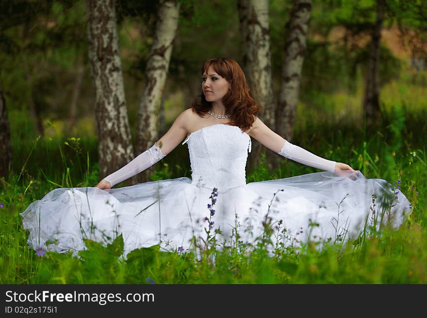 The girl in a wedding dress