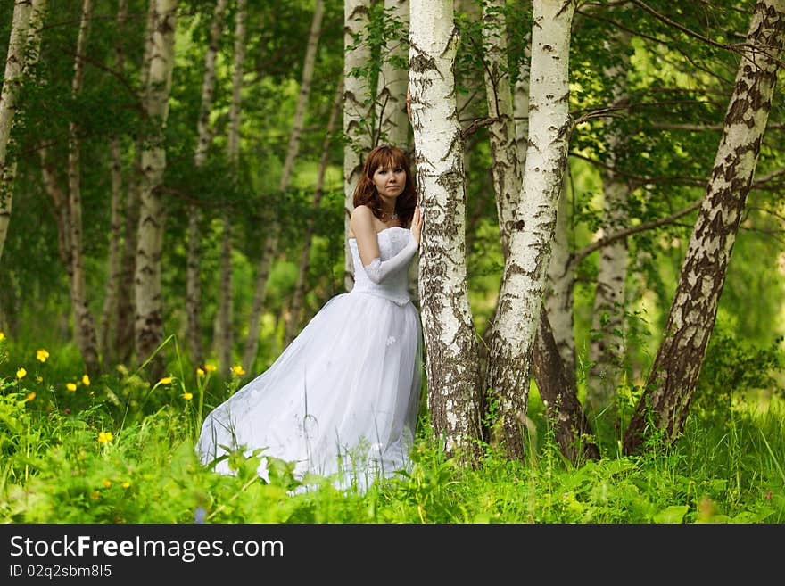 The girl in a wedding dress