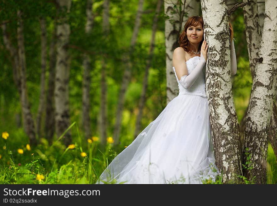 The girl in a wedding dress