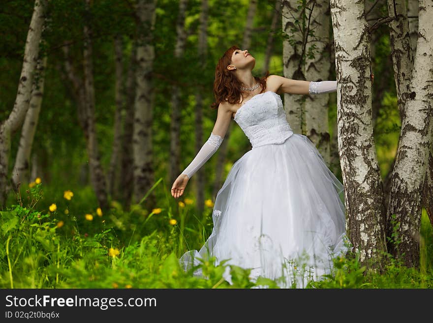 The girl in a wedding dress