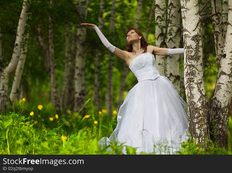 The girl in a wedding dress