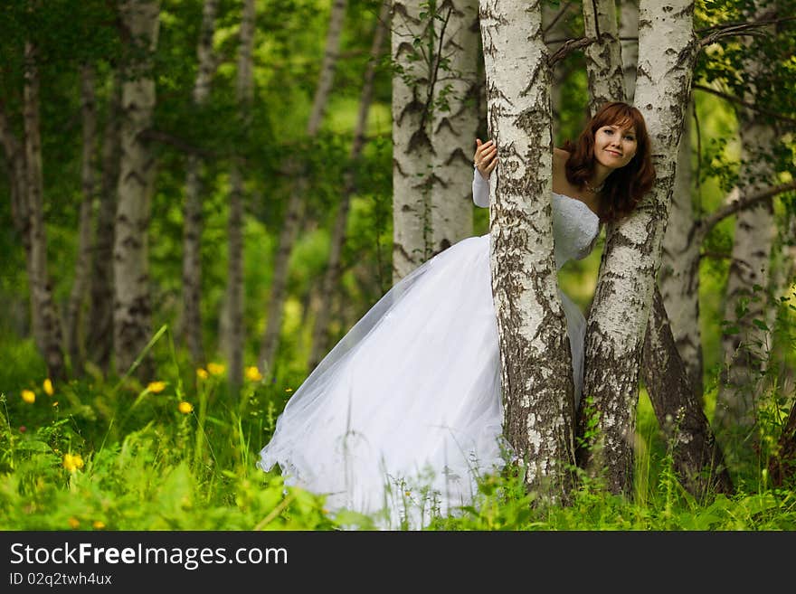 The girl in a wedding dress