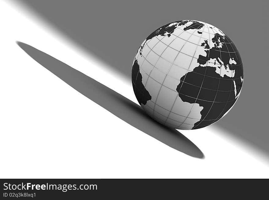 3d earth on  grey background