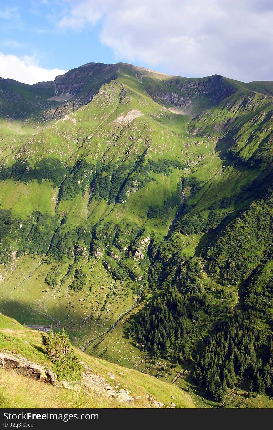 Sun and shadows at high altitude mountains