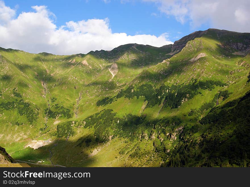 Lights and shadows on mountain chain