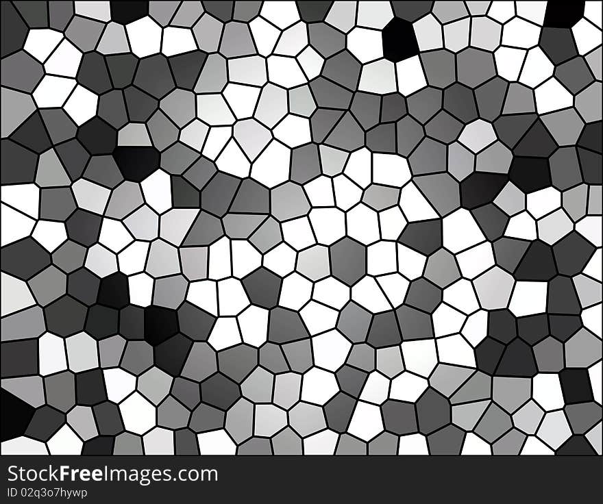 Black, white and gray stained glass. Abstract illustration