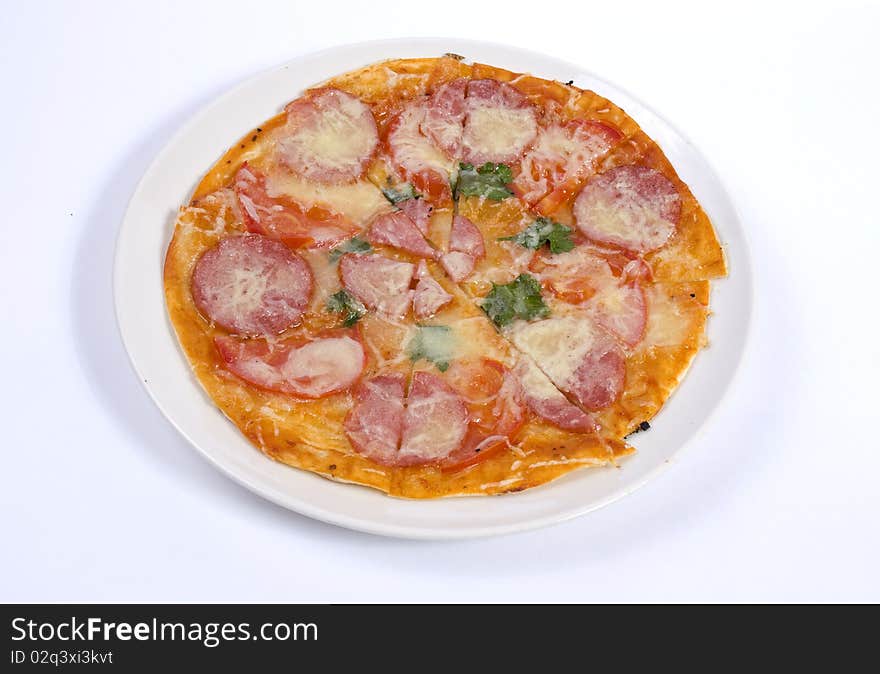 Photo pizza on the white background