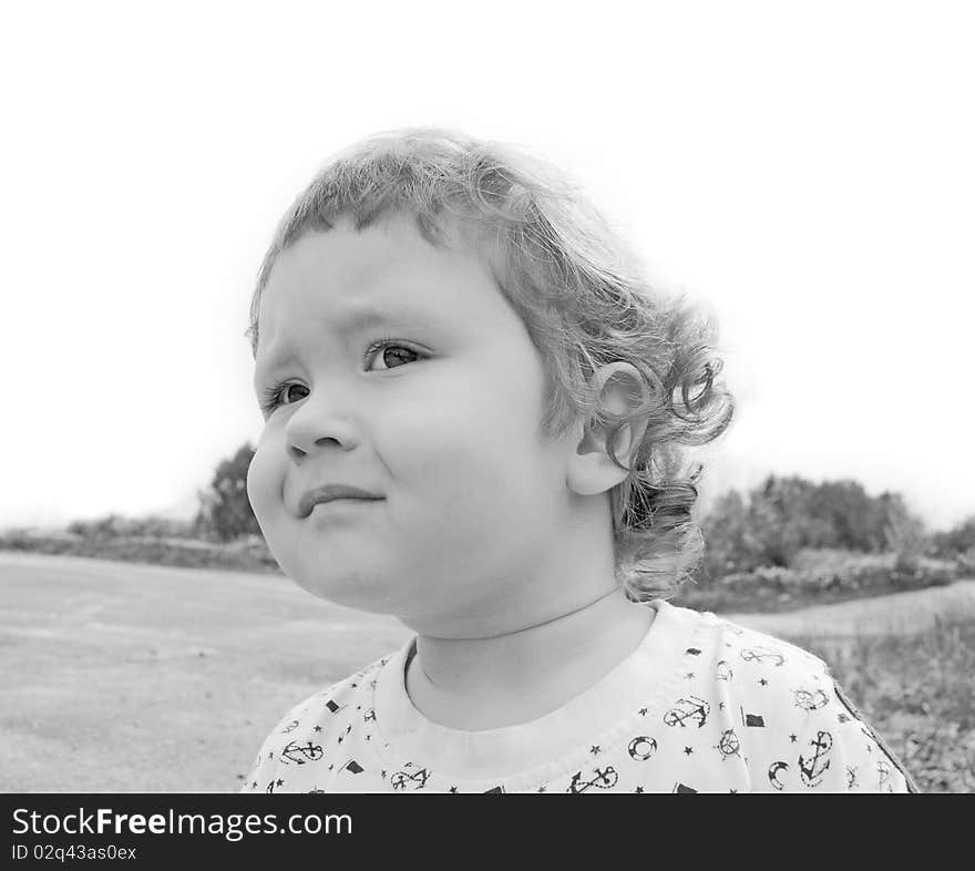 Monochrome portrait of a child. Monochrome portrait of a child