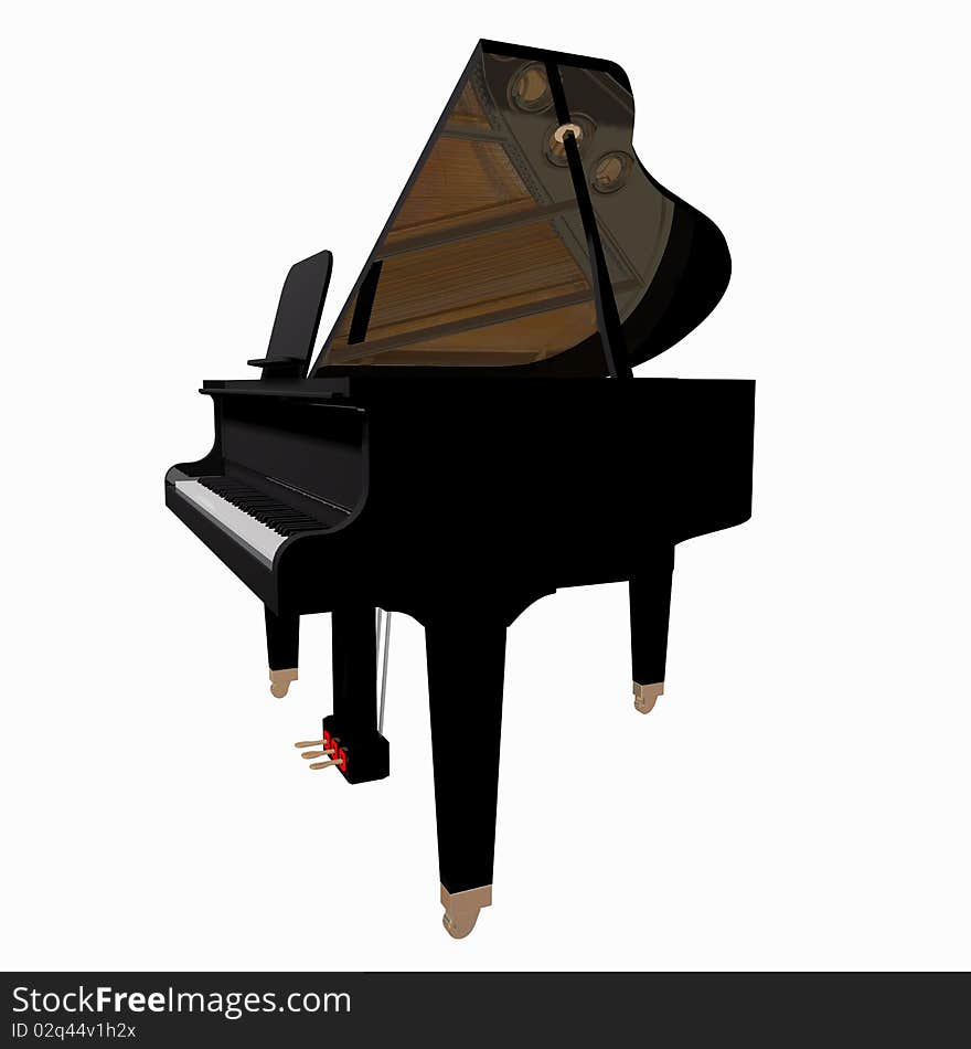 Gand piano isolated on a White