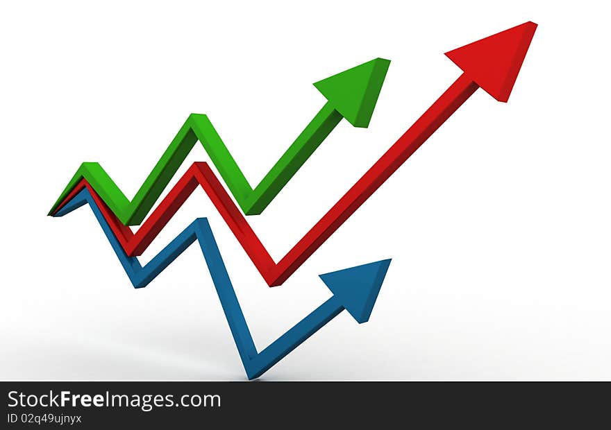 Digital illustration of business graph in white background