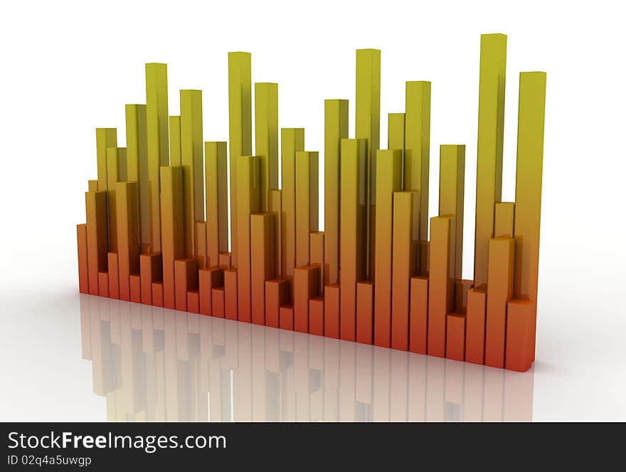 Digital illustration of business graph in white background