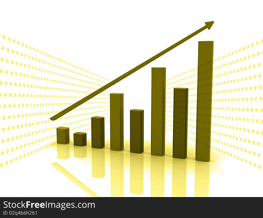 Digital illustration of business graph in white background