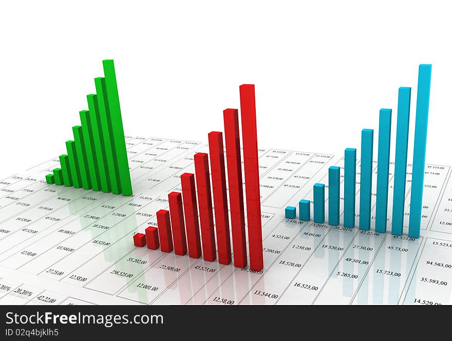 Digital illustration of business graph in white background