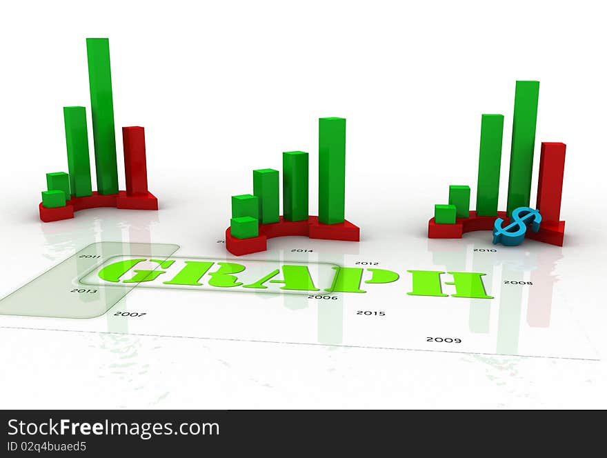 Digital illustration of business graph in white background